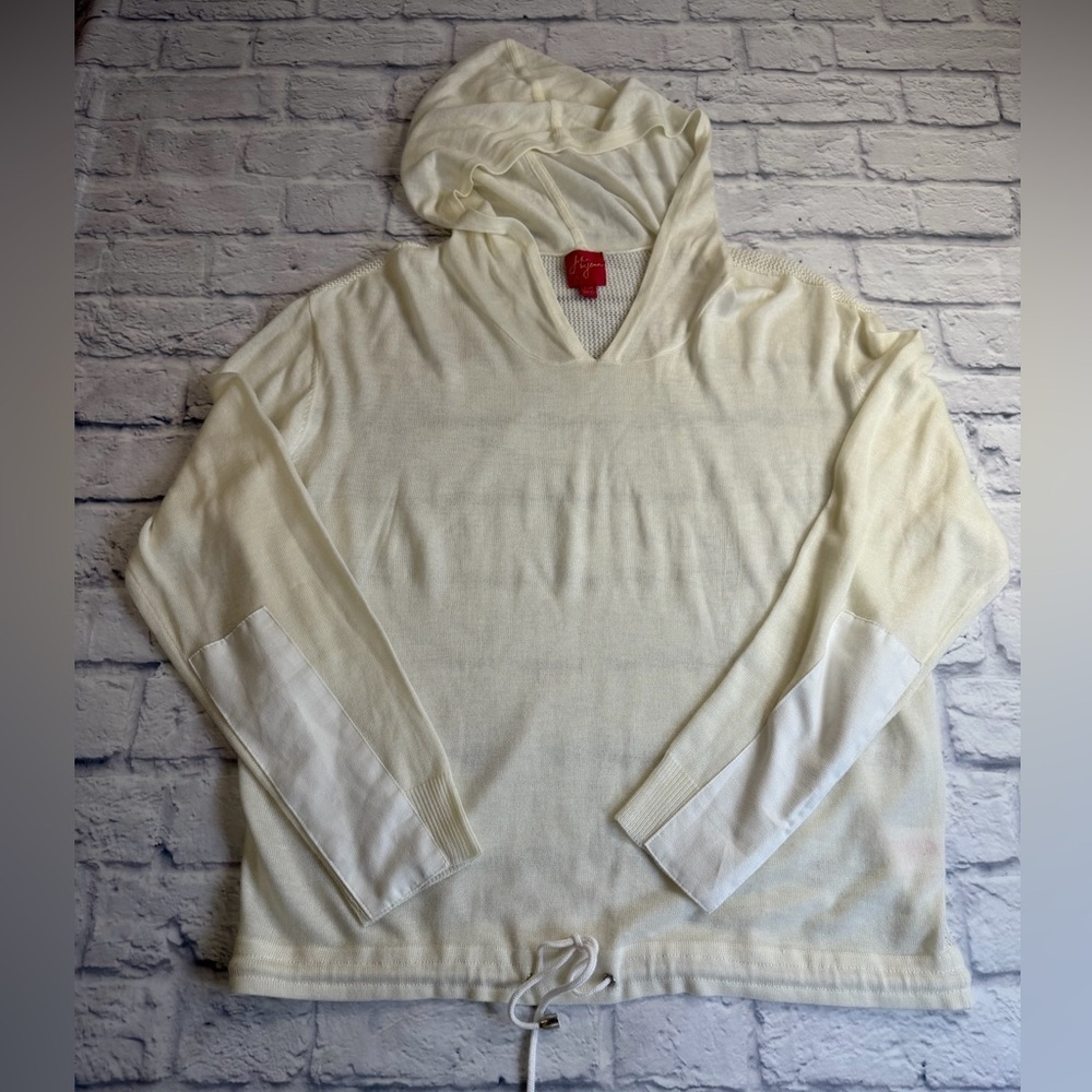 Anthropologie John + Jenn Cream Hooded Lightweight Sweater. Size Large.